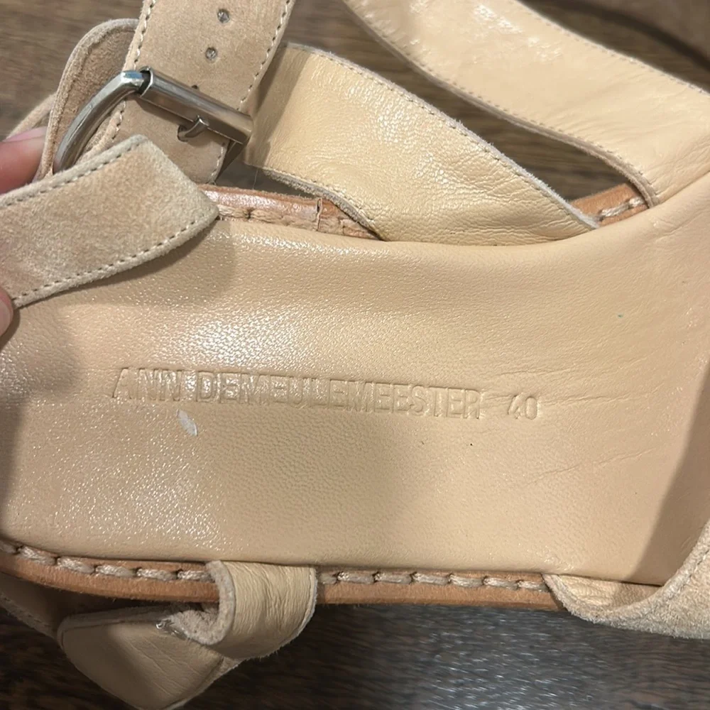 Ann Demeulemeester Cream Suede Platform Sandals EU 40 70s Boho Luxe Avant Garde